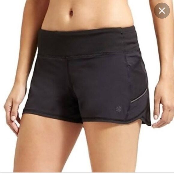 Athleta Ready Set Go 2 black two layer shorts running/yoga black Sz L - Picture 1 of 4